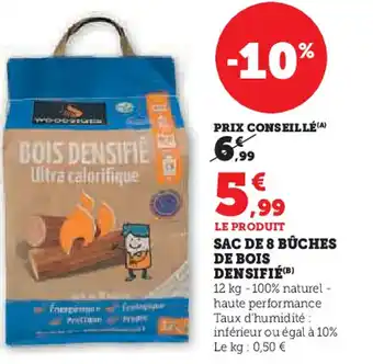 Super U Sac de 8 buches de bois densifié offre