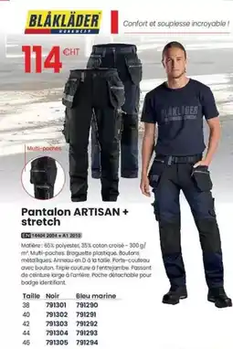 Au Forum du Bâtiment Blåkläder - pantalon artisan + stretch offre