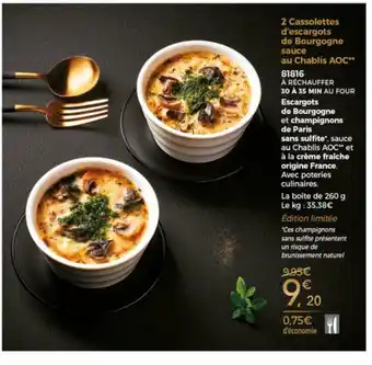 Thiriet 2 Cassolettes D'Escargots De Bourgogne Sauce Au Chablis AOC** offre