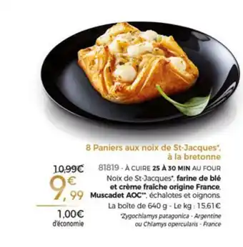 Thiriet 8 Paniers Aux Noix De St-Jacques* A La Bretonne offre