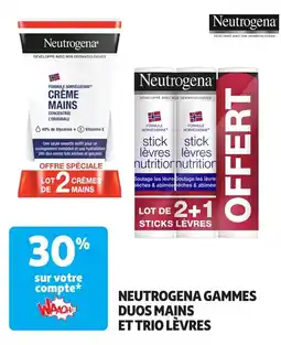 Auchan NEUTROGENA Gammes duos mains et trio lèvres offre