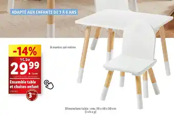 Lidl Ensemble table et chaises enfant offre