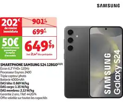 Auchan Samsung smartphone samsung S24 128GO offre