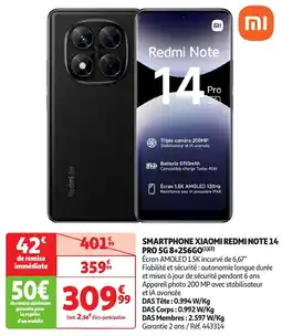 Auchan Redmi Note 14 Pro smartphone xiaomi redmi note 14 pro 5G 8+256GO offre