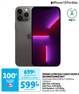 Auchan Iphone 13 Pro Max 128GO grade A reconditionné PRS offre