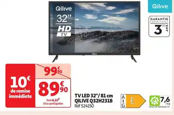 Auchan Qilive TV LED 32" QILIVE Q32H231B offre