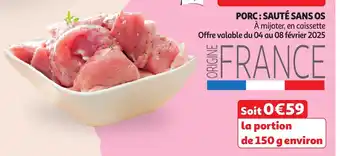 Auchan Le porc français porc sauté sans os offre