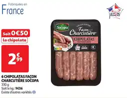 Auchan Le porc français 6 chipolatas facon charcutière socopa offre