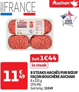 Auchan Auchan 8 steaks haches pur boeuf façon douchere offre