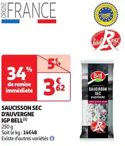 Auchan Saucisson sec d'auvergne IGPbell offre