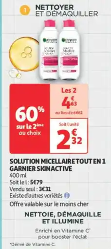 Auchan Parapharmacie GARNIER SKINACTIVE Solution micellaire tout en 1 offre