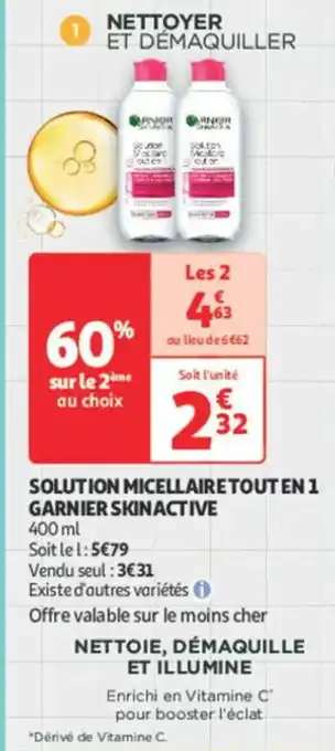 Auchan Parapharmacie GARNIER SKINACTIVE Solution micellaire tout en 1 offre