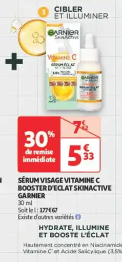 Auchan Parapharmacie SKINACTIVE GARNIER Sérum visage vitamine c booster d'eclat offre