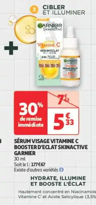 Auchan Parapharmacie SKINACTIVE GARNIER Sérum visage vitamine c booster d'eclat offre