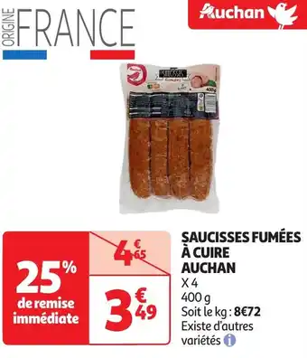 Auchan Auchan şaucisses fumées à cuire offre