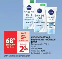 Auchan Parapharmacie NIVEA Crème visage jour hydratante fraîcheur offre