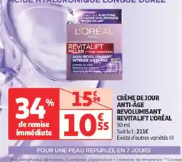 Auchan Parapharmacie L'ORÉAL Crème de jour anti-âge revolumisant revitalift offre