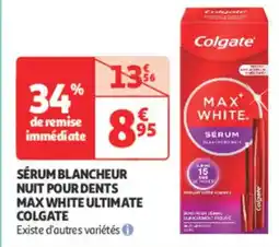 Auchan Parapharmacie COLGATE Sérum blancheur nuit pour dents max white ultimate offre