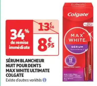 Auchan Parapharmacie COLGATE Sérum blancheur nuit pour dents max white ultimate offre