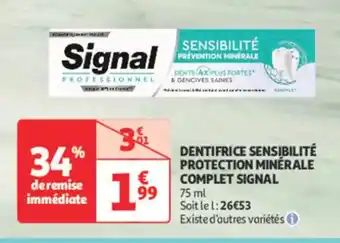 Auchan Parapharmacie SIGNAL Dentifrice sensibilité protection minérale complet offre