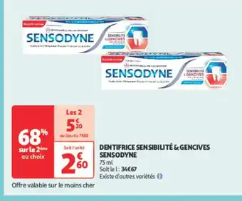 Auchan Parapharmacie SENSODYNE Dentifrice sensibilité & gencives offre