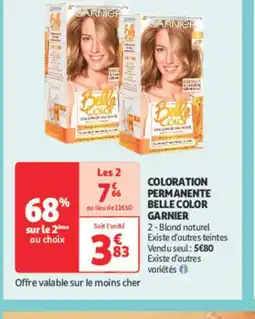 Auchan Parapharmacie GARNIER Coloration permanente belle color offre