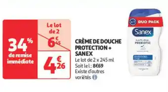 Auchan Parapharmacie SANEX Crème de douche protection + offre