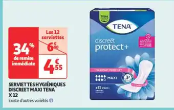 Auchan Parapharmacie TENA Serviettes hygiéniques discreet maxi offre