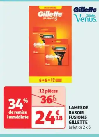 Auchan Parapharmacie GILLETTE Lames de rasoir fusion 5 offre