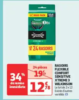 Auchan Parapharmacie WILKINSON Rasoirs flexible confort sensitive xtreme 3 offre