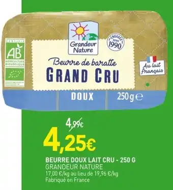 naturéO Beurre doux lait cru offre