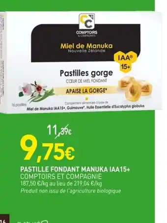 naturéO COMPTOIRS ET COMPAGNIE Pastille fondant manuka iaa15+ offre