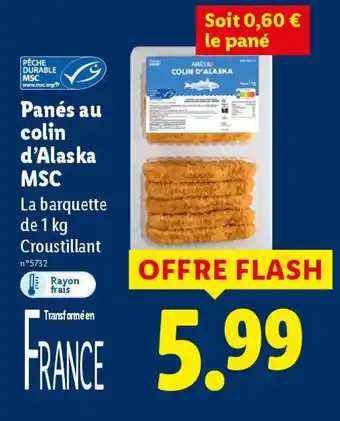 Lidl Panés au colin d'Alaska MSC offre