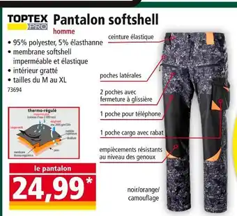 Norma TOPTEX PRO Pantalon softshell homme offre