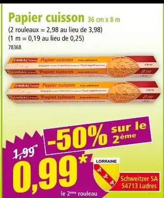 Norma EMBAL'FOUR Papier cuisson offre