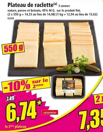 Norma Plateau de raclette 3 saveurs offre