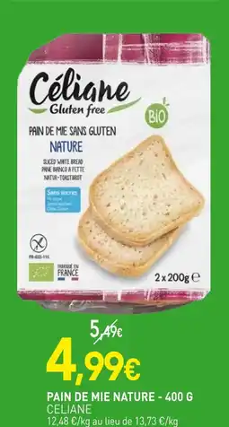 naturéO CELIANE Pain de mie nature - 400 g offre