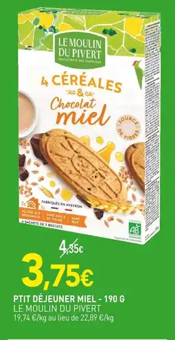 naturéO LE MOULIN DU PIVERT Ptit déjeuner miel - 190 g offre