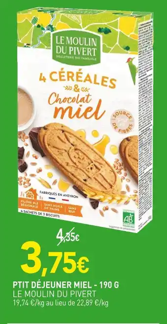 naturéO LE MOULIN DU PIVERT Ptit déjeuner miel - 190 g offre