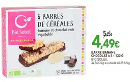 naturéO BIO SOLEIL Barre banane chocolat offre