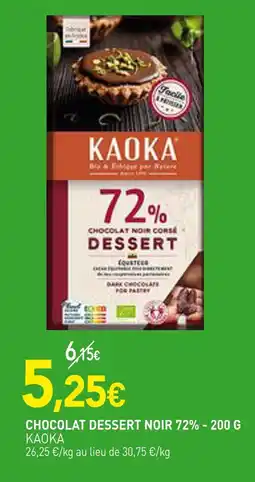 naturéO KAOKA Chocolat dessert noir 72% - 200 g offre