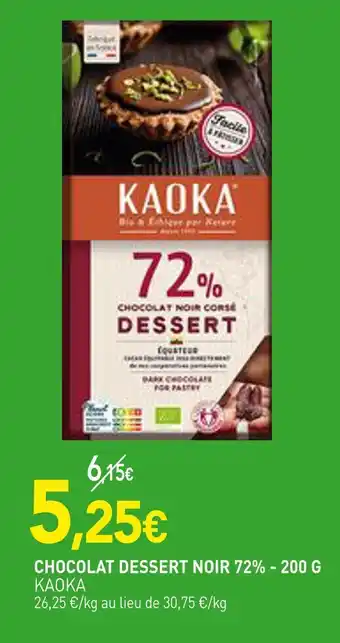 naturéO KAOKA Chocolat dessert noir 72% - 200 g offre