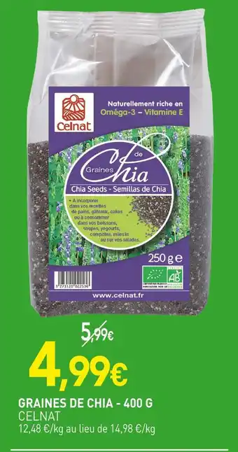 naturéO CELNAT Graines de chia - 400 g offre