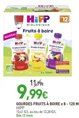 naturéO HIPP Gourdes fruits à boire x 8 - 120 ml offre