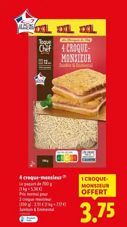 Lidl TOQUE DU CHEF 4 croque-monsieur offre