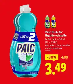 Lidl PAIC Paic Bi-Activ’ liquide vaisselle offre