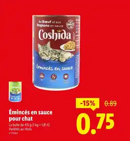 Lidl COSHIDA Émincés en sauce pour chat offre