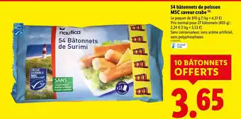 Lidl nautica 54 bâtonnets de poisson MSC saveur crabe offre