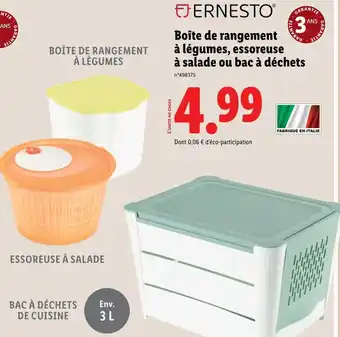 Lidl Ernesto Boîte de rangement à légumes, essoreuse à salade ou bac à déchets offre