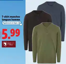 Lidl T-shirt manches longues homme offre